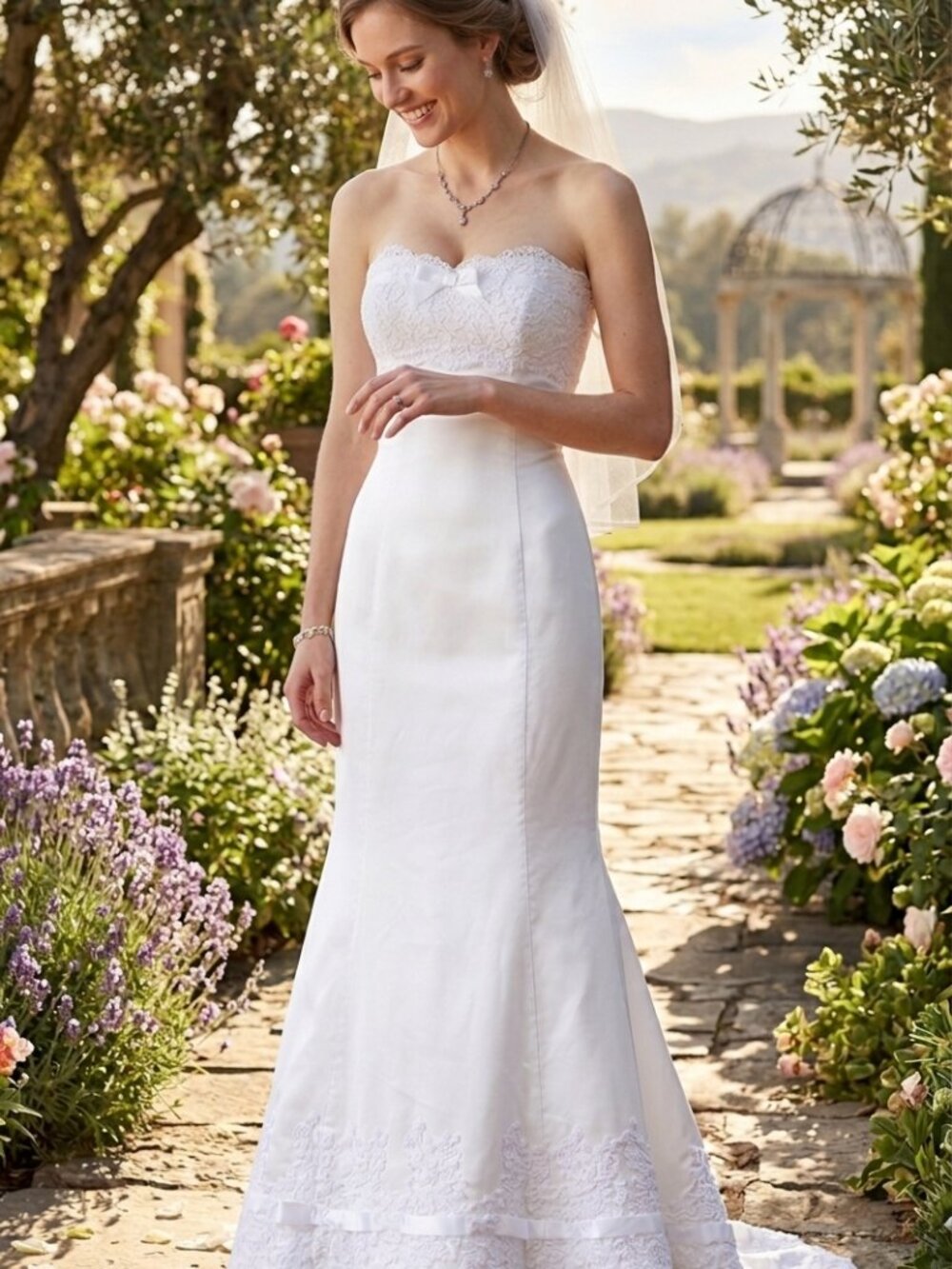Alvina Valenta Couture Collection Creme & White Strapless Wedding Dress Size 2?